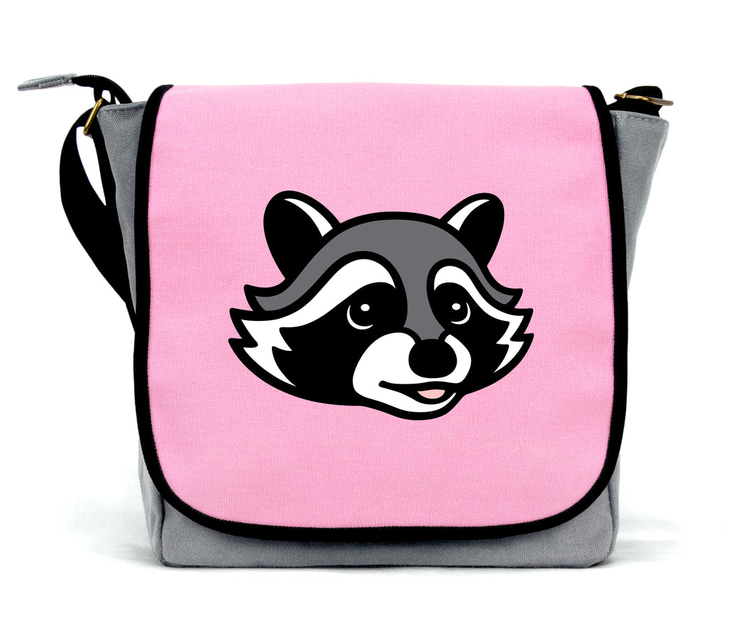 Pink Raccoon Messenger Bag