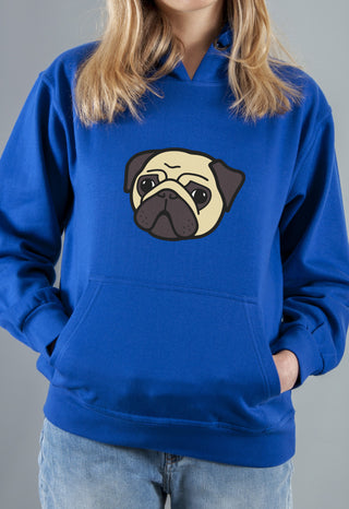 blue pug hoodie